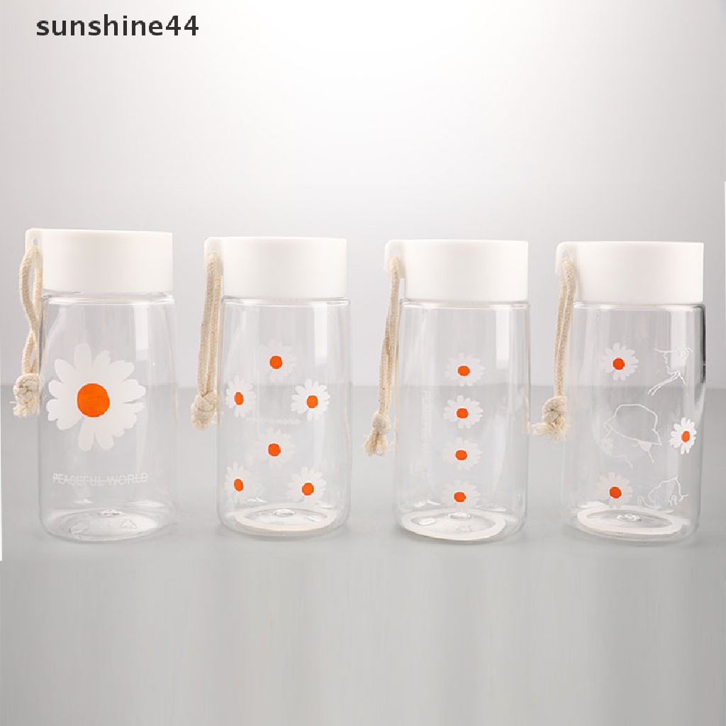 Sunshine Botol Minum Plastik Transparan 500Ml Motif Bunga Daisy Untuk Travel