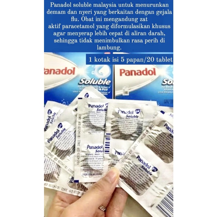 Panadol Soluble Malaysia Isi 20 Tablet