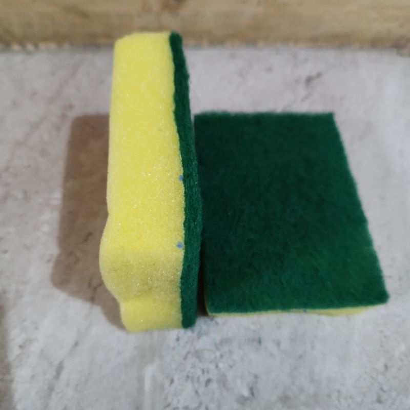 Busa cuci piring sabut hijau sponge spon spons kuning kotak 2 sisi per 1pcs