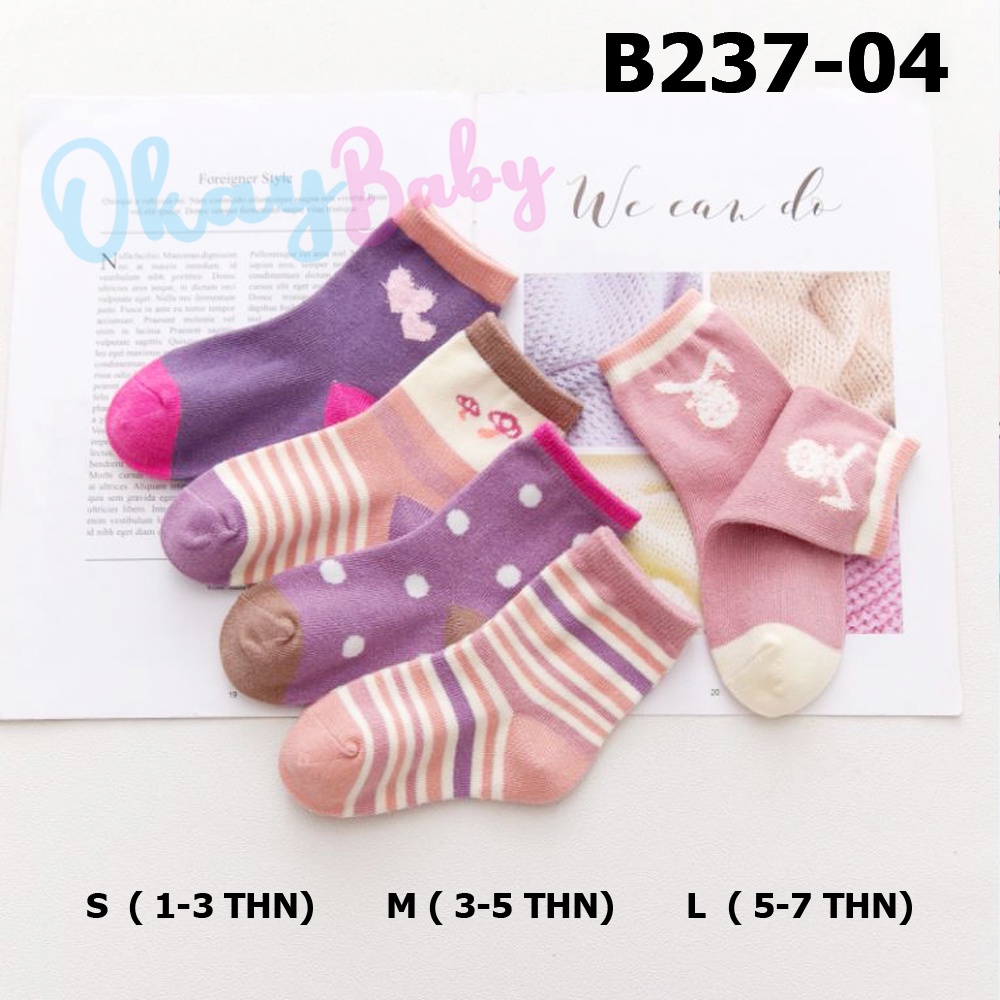 Okaybaby B237 Kaos Kaki Import Anak Perempuan Motif Terbaru Karakte Lucu 1-7 Tahun