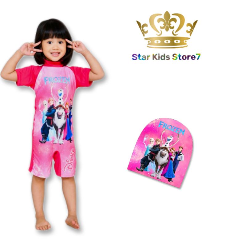 Jual baju renang anak cewek frozen usia 1 sampai 12 tahun bahan kain