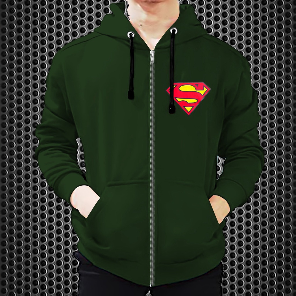 Jaket Resleting Superman / Jaket Dewasa / Jaket Distro / Jaket Diskon Bahan Fleece