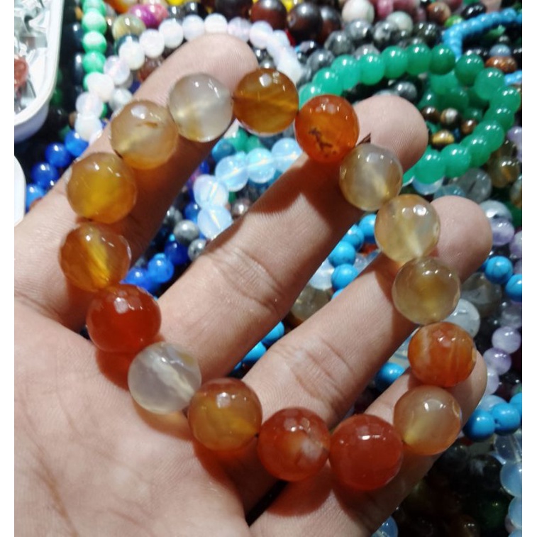 GELANG BATU AKIK SULAIMAN MADU 10 MM ASLI ORIGINAL