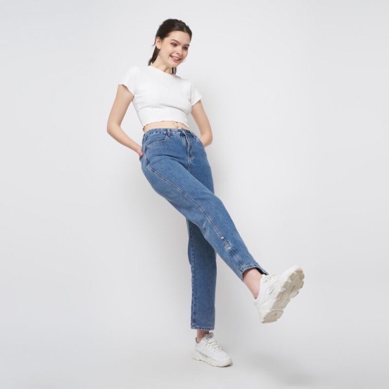 Celana Jeans Panjang Wanita Import Loose Jeans Celana Jeans High Waist