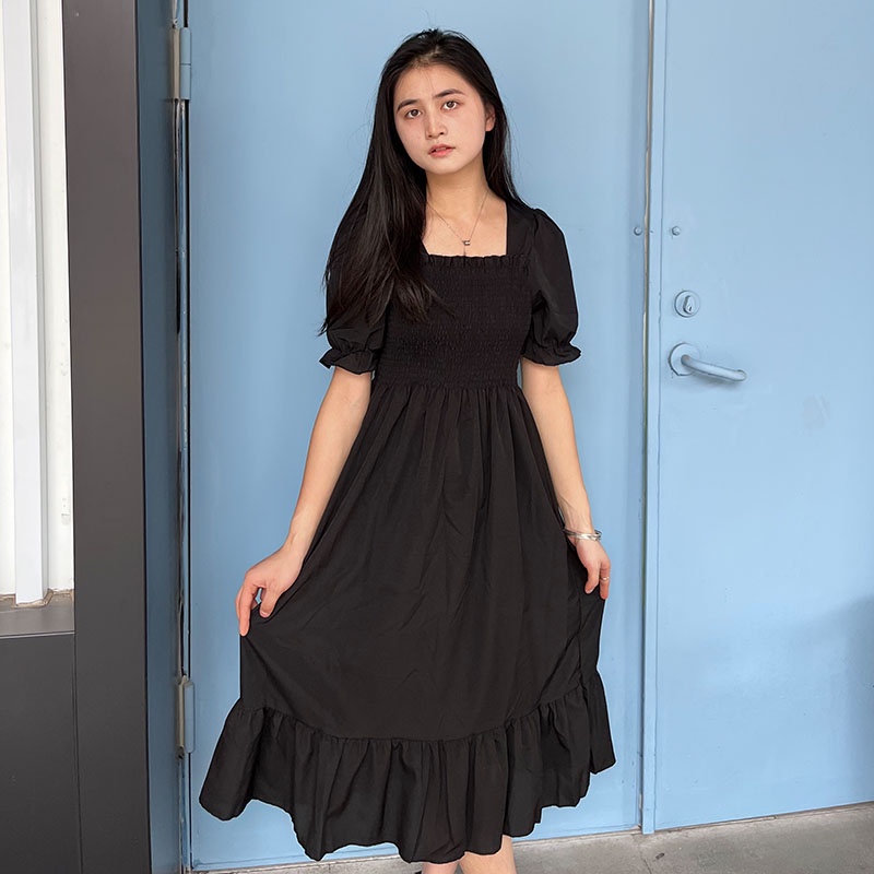 Gaun Musim Semi Floral Kasual Baru Dress Pantai Gaya Korea