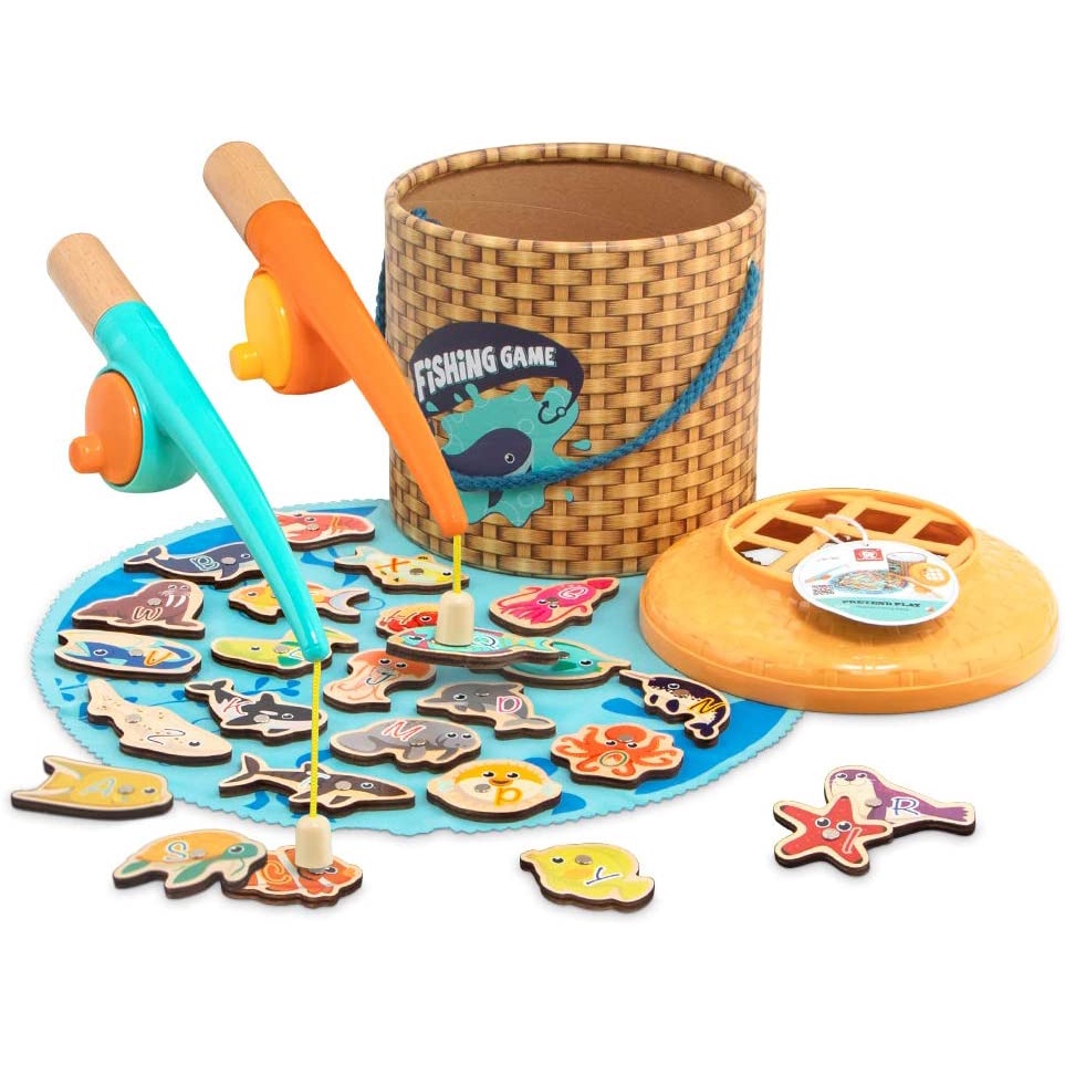 TopBright Magnetic Fishing Mainan Edukasi Anak / Wooden Fishing Toy Set / Mainan Pancingan Ikan Kayu