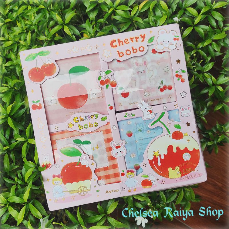 

Paper Stiker Joytop Cherry Bobo 100 Lembar + Box Anti Air Kawaii