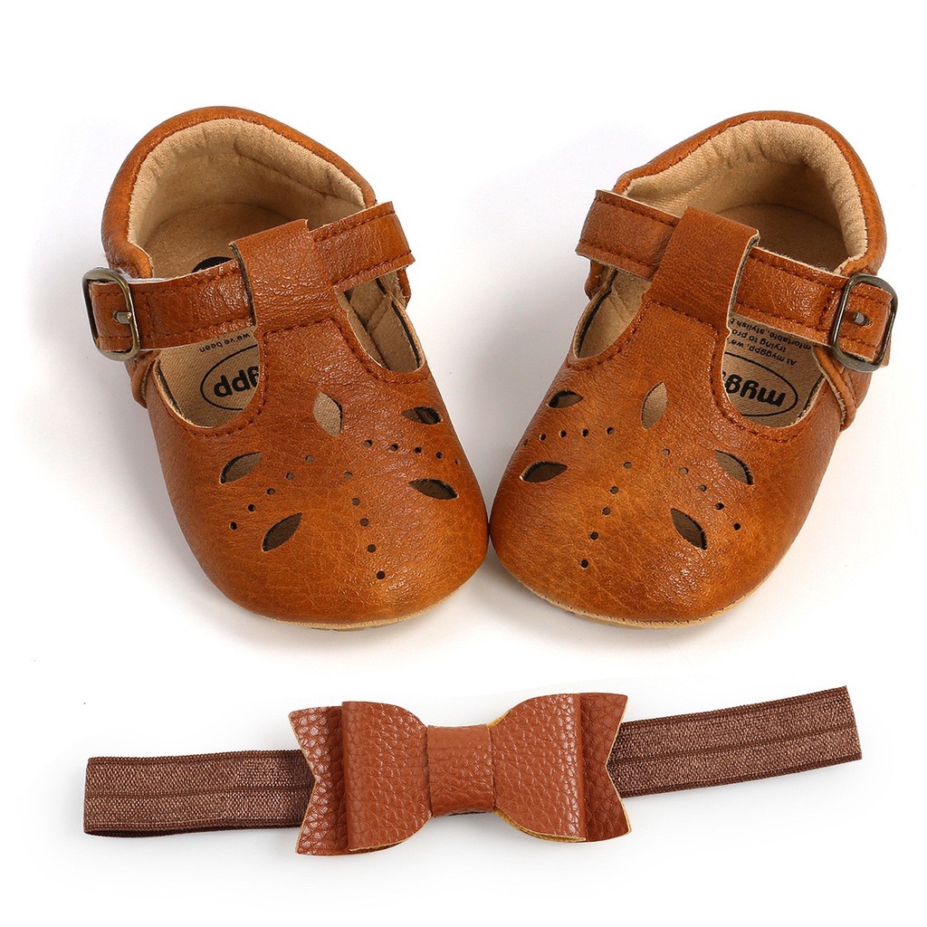 (free headband) 0-18m SEPATU BAYI ANAK SHOES PEREMPUAN CASUAL GAUL RMRS RAB BROWN