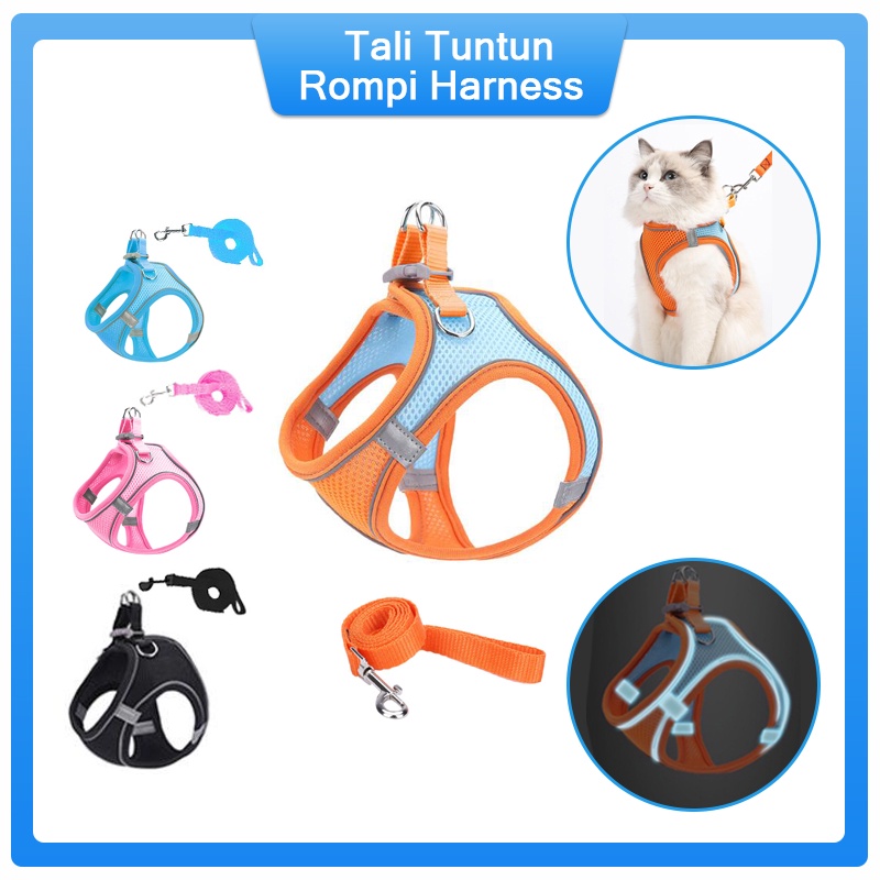 Tali Tuntun Rompi Harness Kucing Tali Kucing Harness Tali Tuntun Harness Kucing Anjing Rompi Glow In The Dark Harness Bahan Mesh Lembut Dengan Busa Untuk Anjing Kucing Ukuran Kecil Sedang