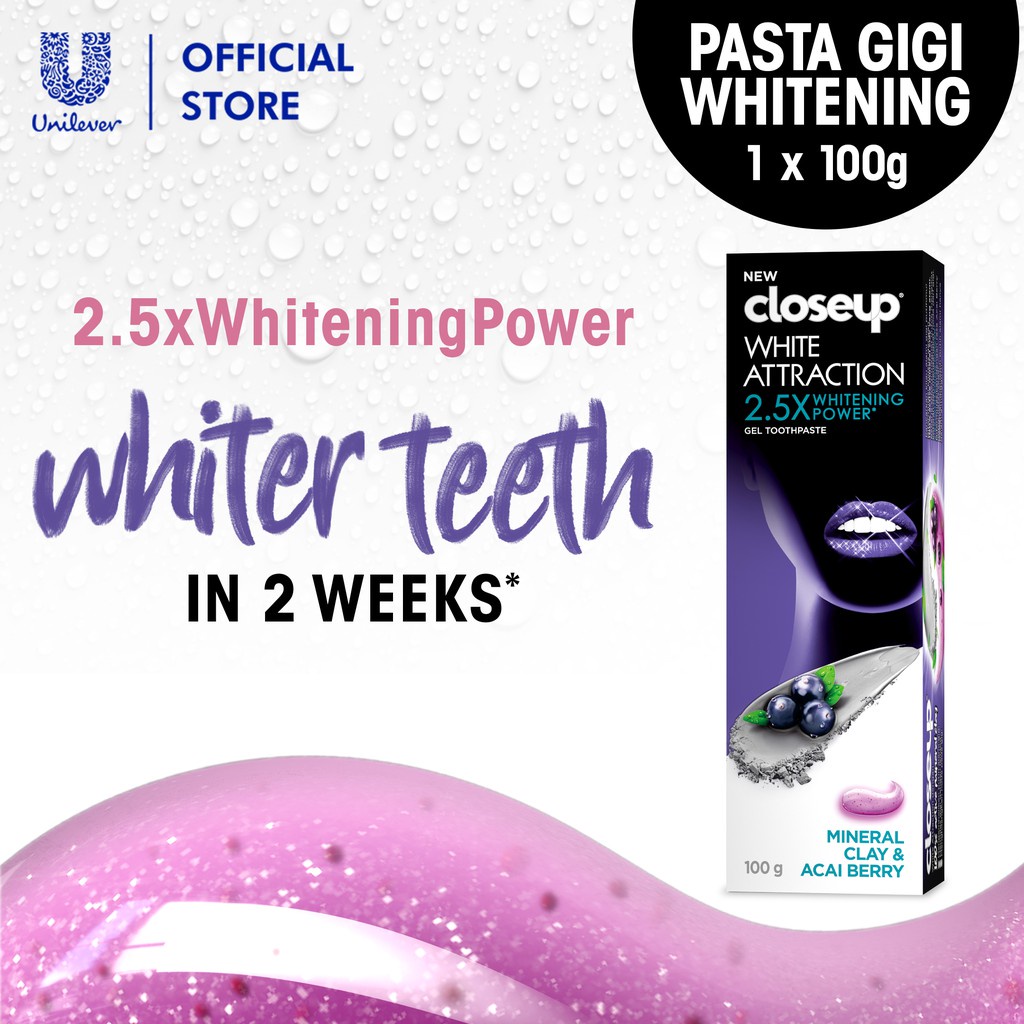 Closeup White Attraction Toothpaste Pasta Gigi Acai Berry 2.5X Gigi Lebih Putih 100 Gr