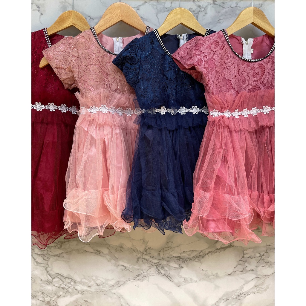 Dress Brokat Anak Perempuan Brocade corneli mix tutu - Dress Ulang Tahun - Dress Pesta - Dress Kondangan - Dress Anak 002