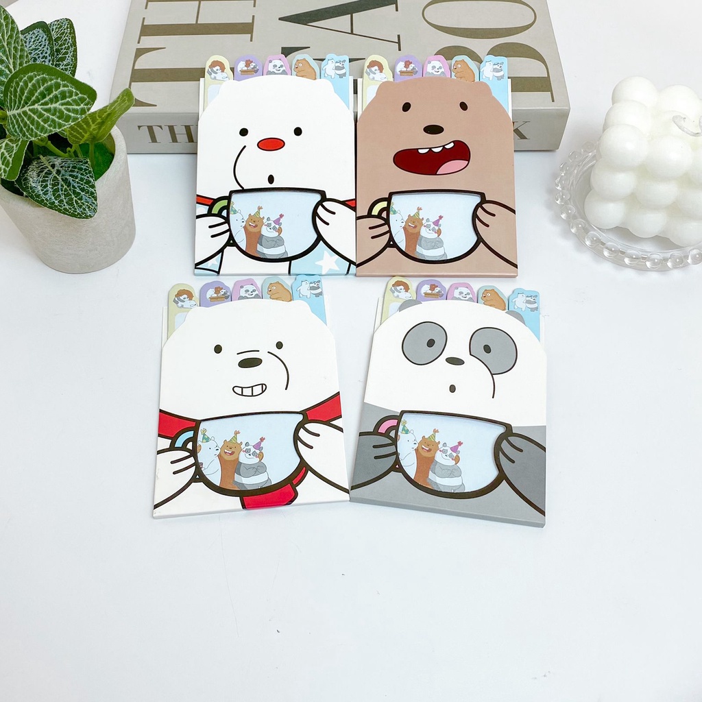 

STICKY NOTES LIPAT WBB / STICK MARKER / PEMBATAS BUKU / MEMO PAD MINI MOTIF KARAKTER KARTUN WE BARE BEARS WBB GRIZZLY ICE