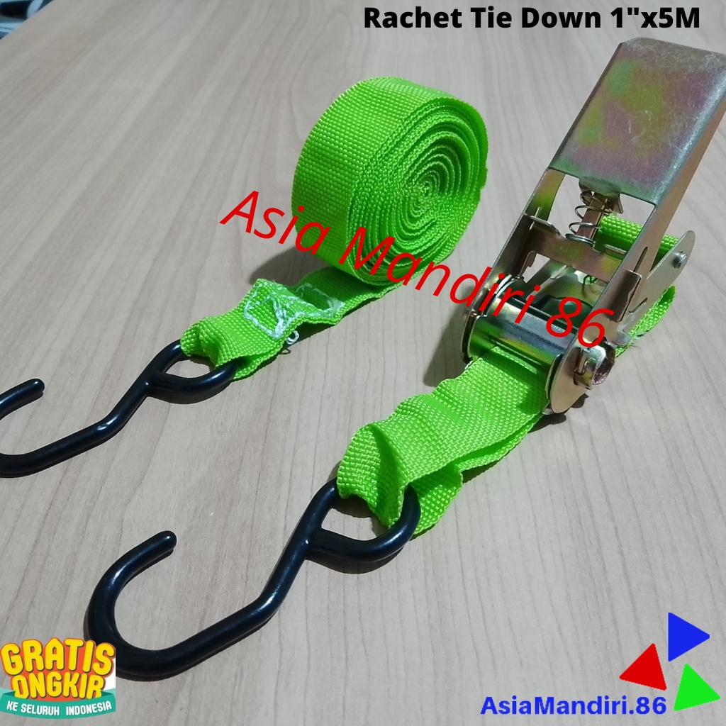 Rachet Tie Down 1&quot;x5M Tali Pengikat Barang Motor YUKIDO