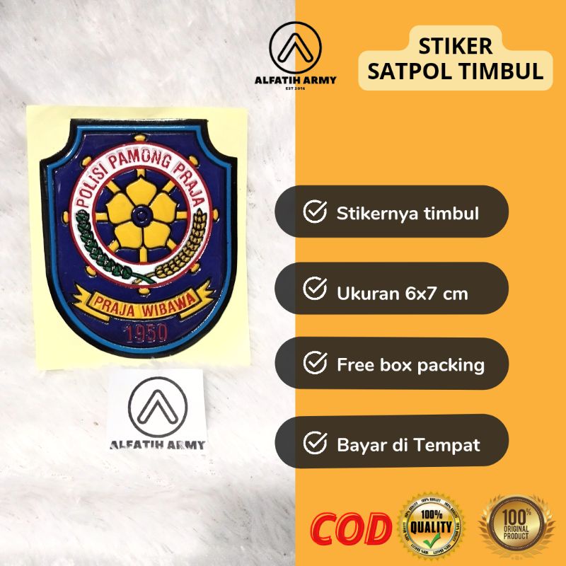 Stiker Satpol PP Timbul 6x7 cm motor embos Tebal - Alfatih Army