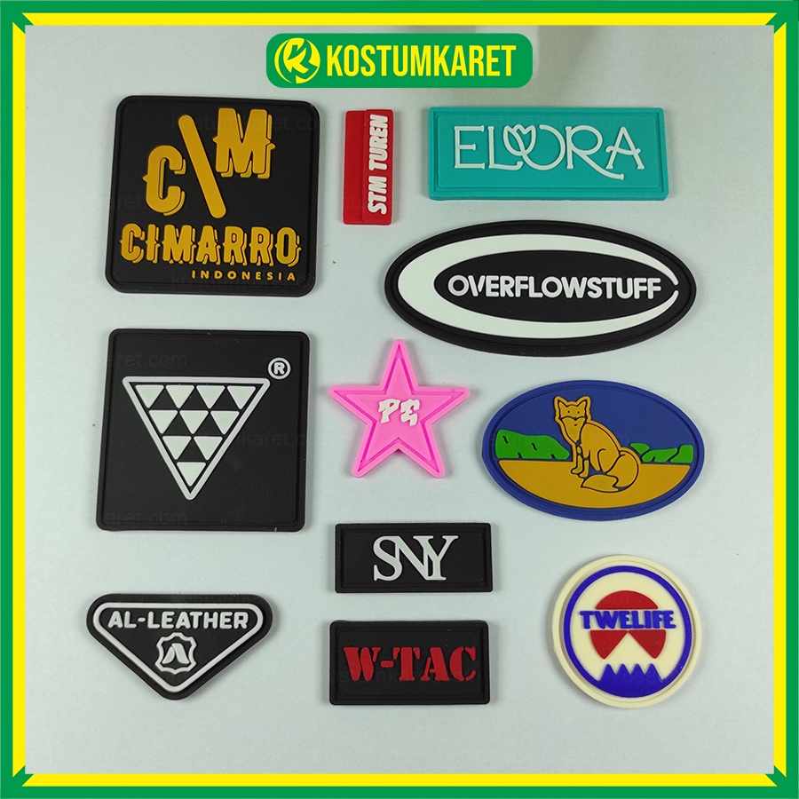 [ Minimal 100pcs ] Custome Patch Label Karet Tanpa Jahit / Label Setrika ( Hot Melt ) Bebas Desain U