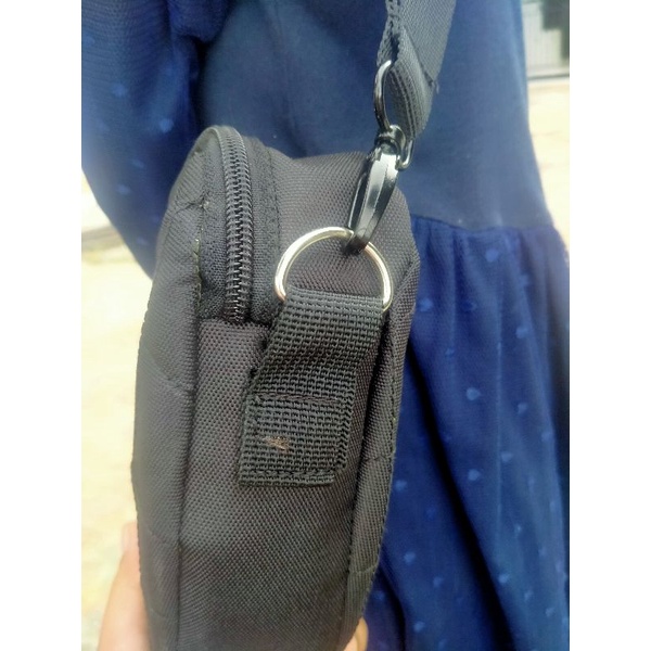 Tas jajanan anak tas selempang anak perempuan simpel bahan cordura hitam