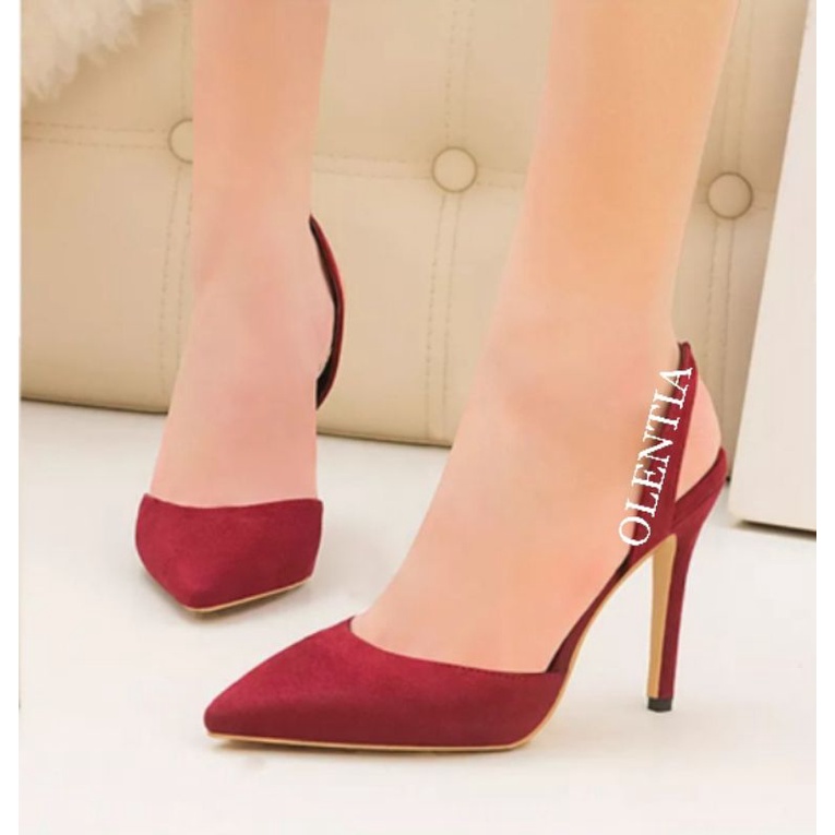 Sepatu Wanita Heels pumps Suede 9cm SH 24