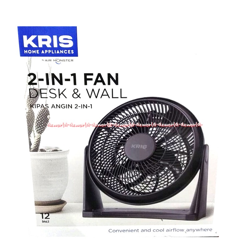 Kris Air Monster Table Fan 12inch Kipas Angin Meja Hitam Black 2-in-1 Fan Desk &amp; Wall Kris Home Appliance Kribow Black Fan 30 cm