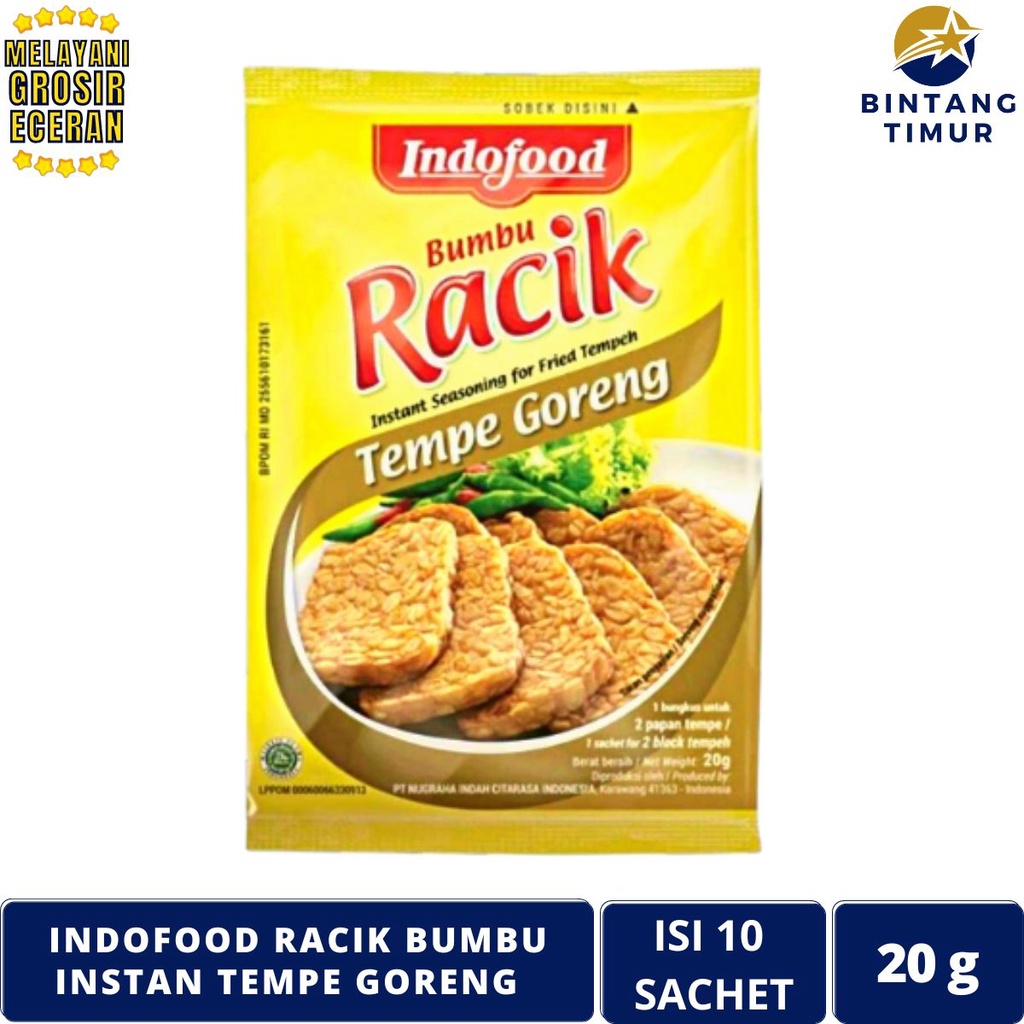 

INDOFOOD Racik Tempe Goreng Isi 10 Saset/20g Bumbu Instan Sachet - 1 Renceng