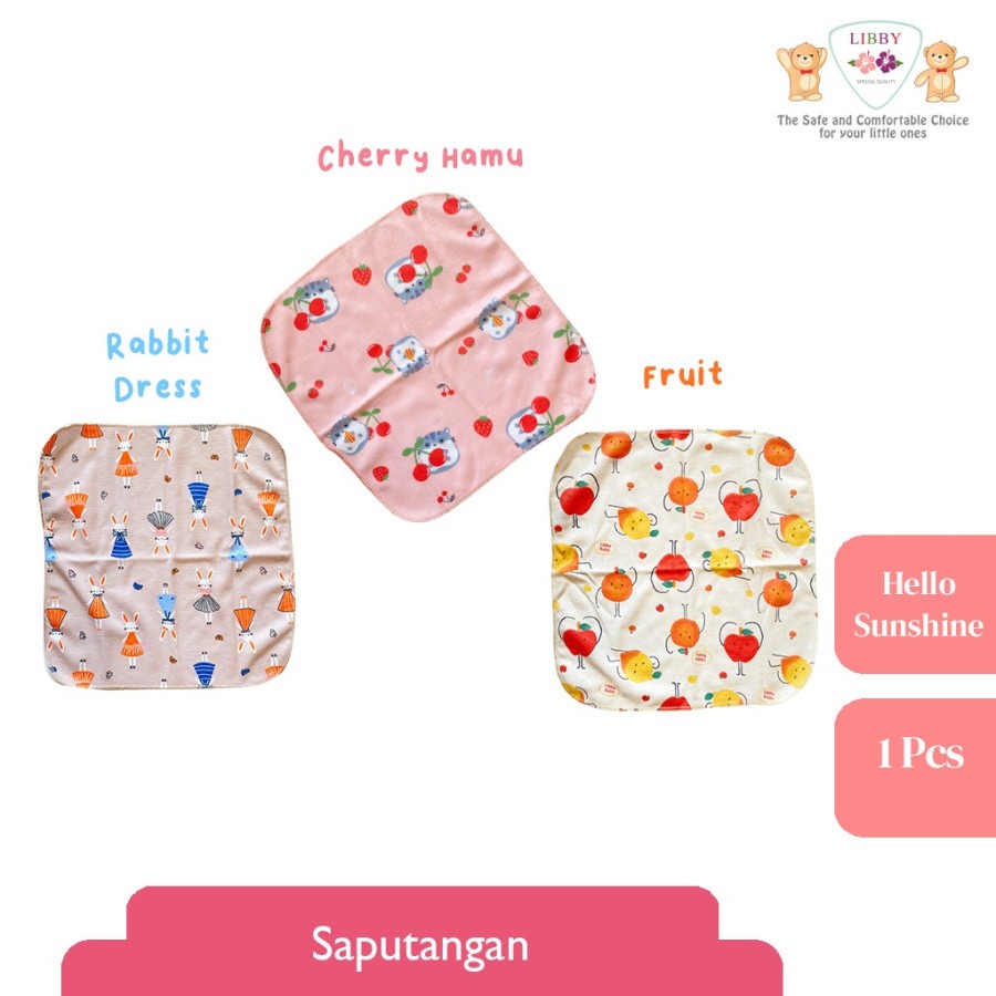 (3pcs/pack) Libby / Miyo Sapu Tangan Bayi / Lap Bayi Motif