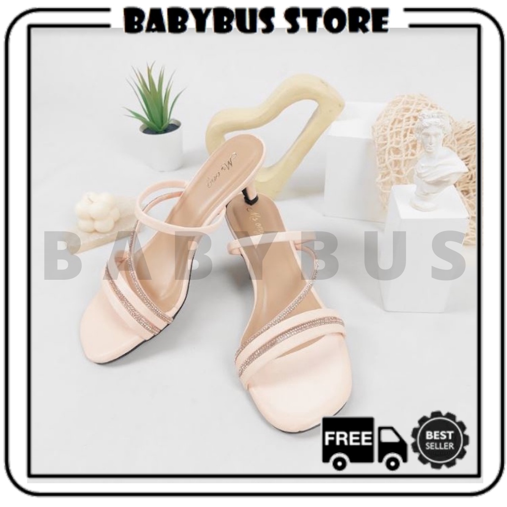 BBS MSW 03 Sandal High Heels Open Toe Wanita Slanted Rope Terbaru Import