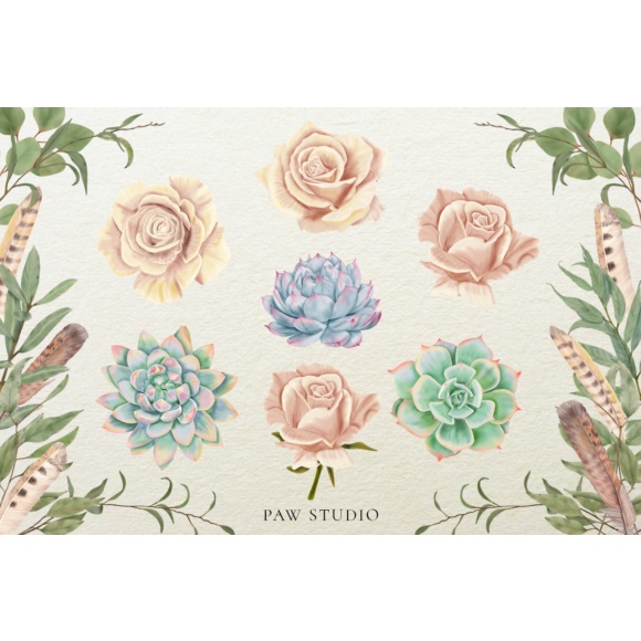 Bloom Vintage Graphic Flowers Leaves