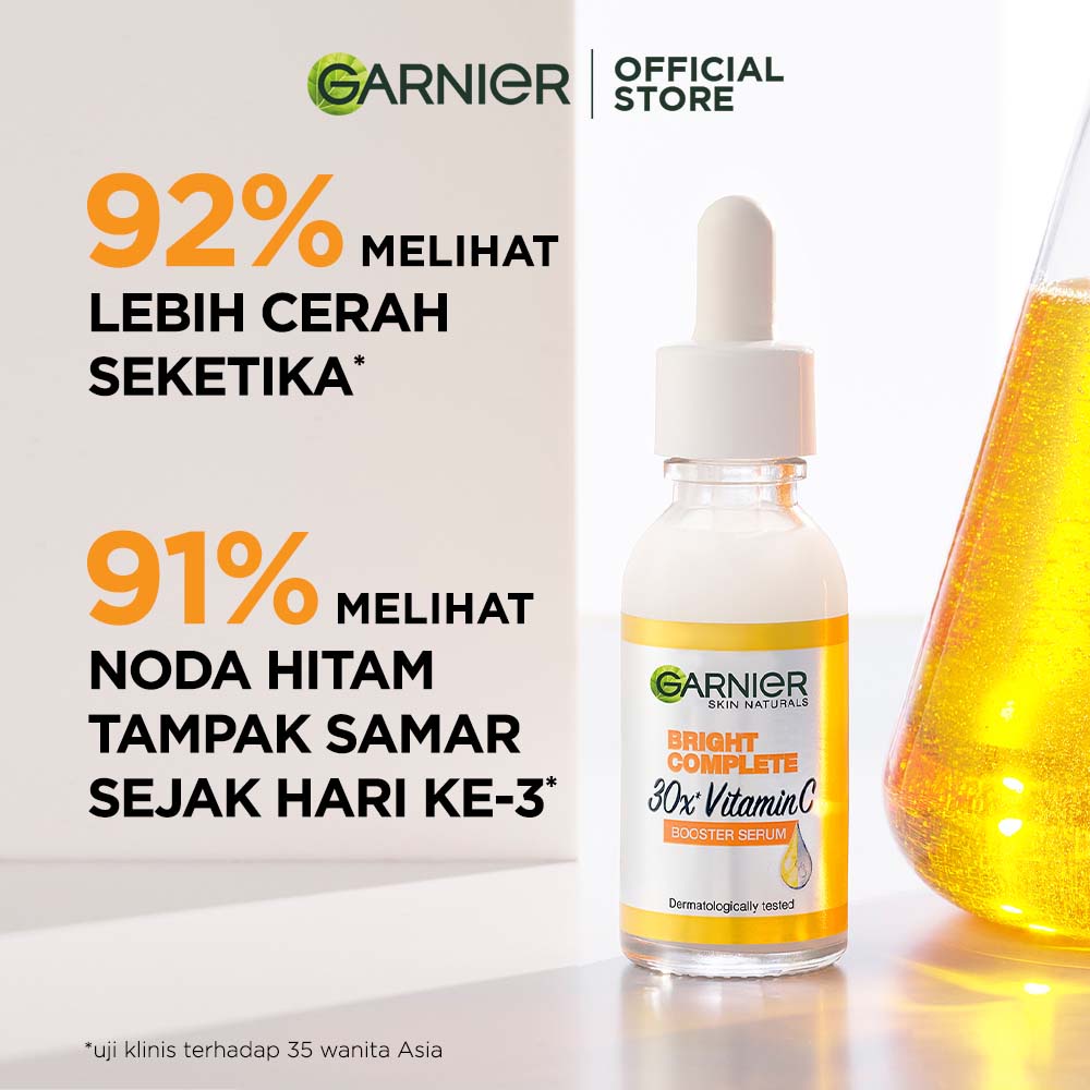 GARNIER BRIGHT COMPLETE BOOSTER SERUM [ 30 ML ] 30X VITAMIN C - KULIT CERAH LIGHT COMPLETE LEMON EXTRACT