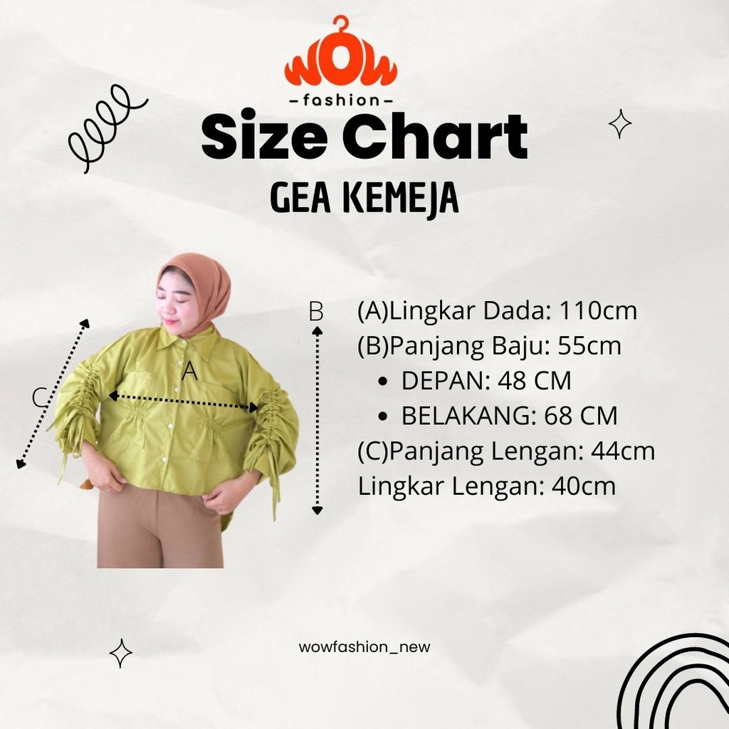 WOW-Gea Kemeja Crop - Kemeja Serut - Kemeja Katun Toyobo - Atasan Lucu