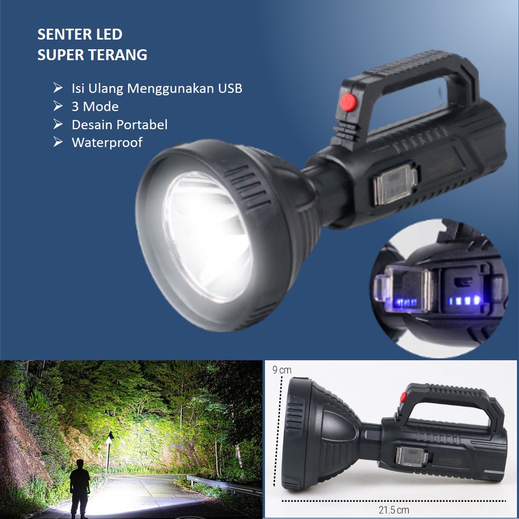 D2 Senter LED Super Terang Multifungsi Jarak Jauh  SWAT Cas Mini GZLIDY Senter LED  Super Bright Rec