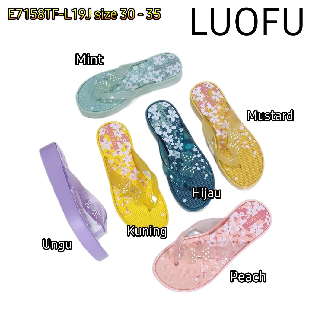 LUOFU ORIGINAL jelly sandal karet empuk murah anak sendal jepit import E7158TF-L19J