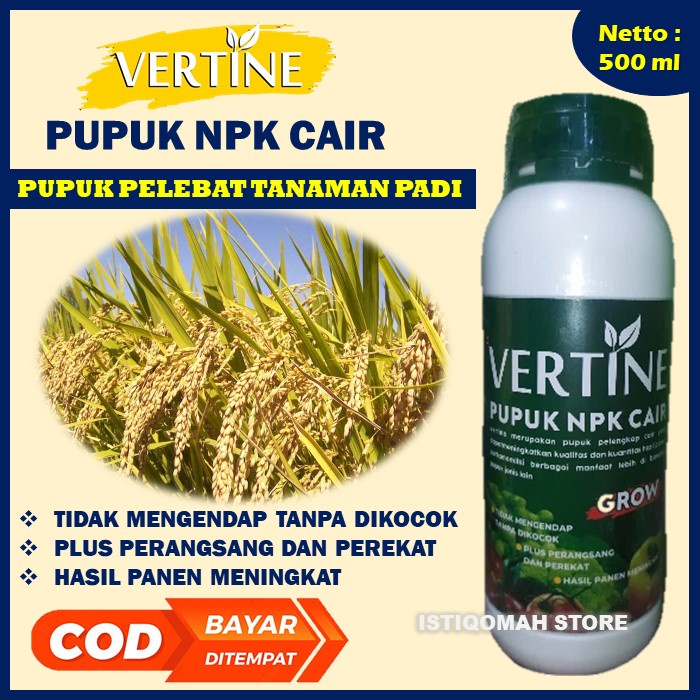 PROMO COD MURAH Pupuk Padi VERTINE GROW 500ML (VERTI GROW) Pupuk NPK Cair Pelebat Buah Padi - Pupuk untuk Mempercepat Pertumbuhan Akar Bunga Daun dan Buah serta Menambah Daya Tahan Tanaman Terhadap Gangguan Hama dan Penyakit pada Tanaman Padi