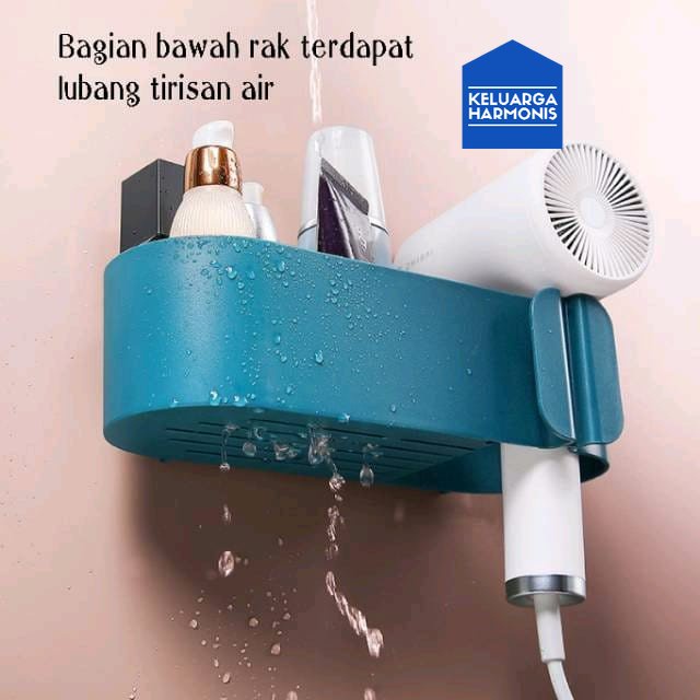 Rak Gantung Hair Dryer Holder Tempat Sabun Shampoo 2 in 1 Rak + Holder Hairdryer