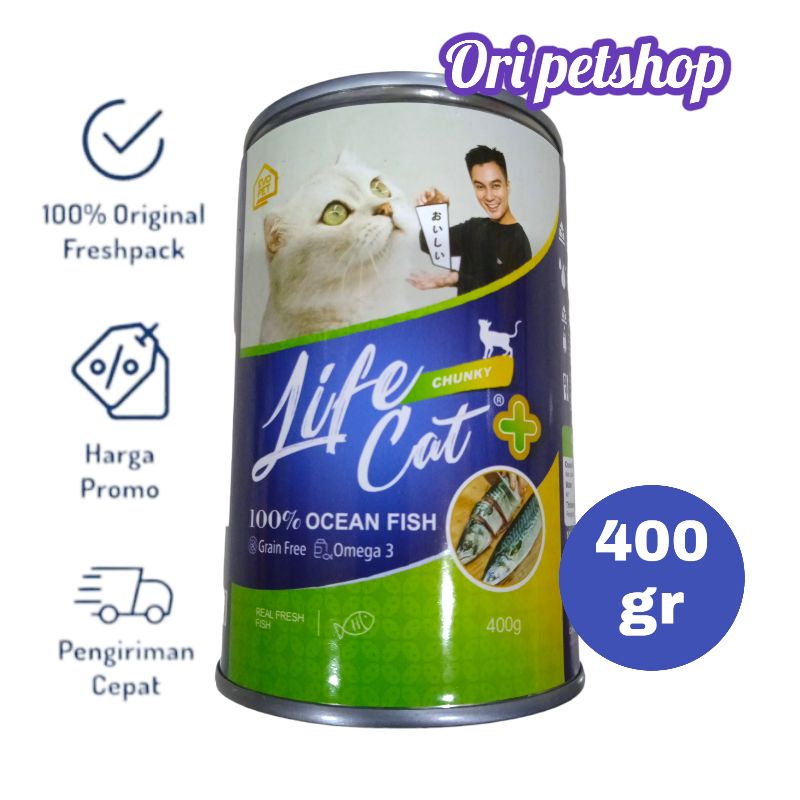 Life Cat Kaleng Plus 400gr Wet Cat Food - Ocean Fish Chungky