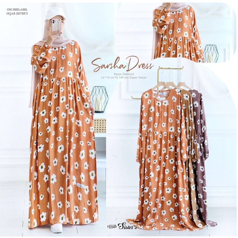 SARSHA DRESS RAYON DIAMOND / DRESS MOTIF BUNGA by HIJAB SISTER’S