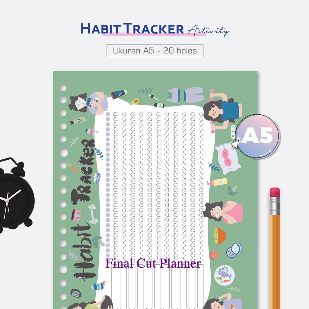 

Bukuqu Loose leaf A5 - NL240 Habit Tracker Activity - Kertas File - Bookpaper - Kertas Binder .