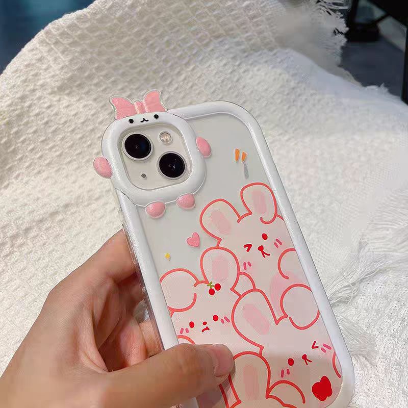 Ins Casing iPhone 14 14pro 14Plus 14prm 13 13pro 13prm 11 6splus 7Plus 8Plus Xr XS 13 12pro Max Motif Kelinci Shockproof