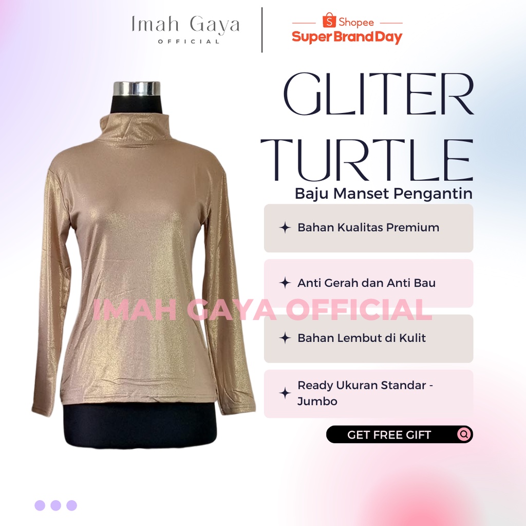 Manset Gliter Turtle Wanita Dewasa Standar Gliter Spandek Jersey Baju Manset Gliter