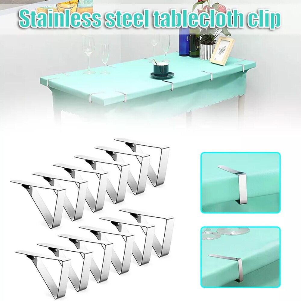 6pcs Klip Holder Taplak Meja Bahan stainless steel anti Slip