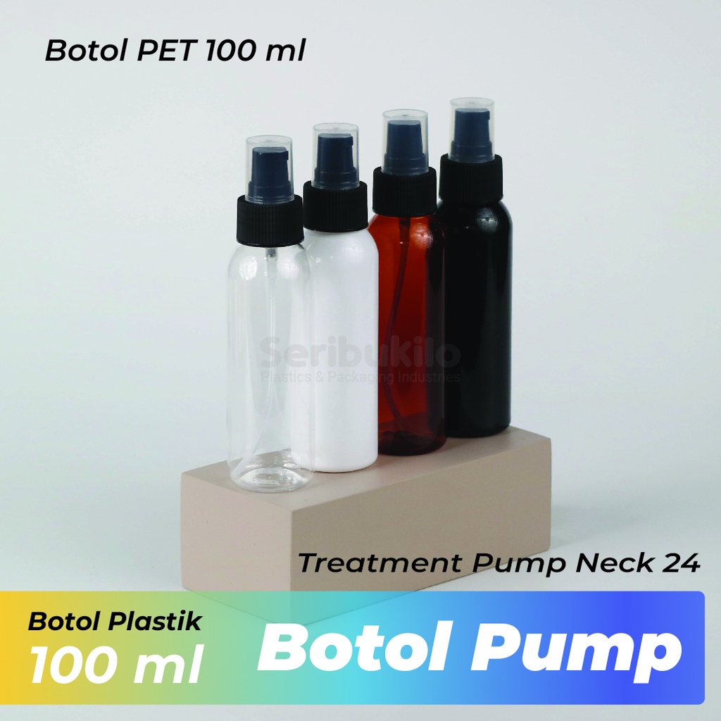 Botol Pump  100ml plastik Warna/Botol 100ml Pump Hitam