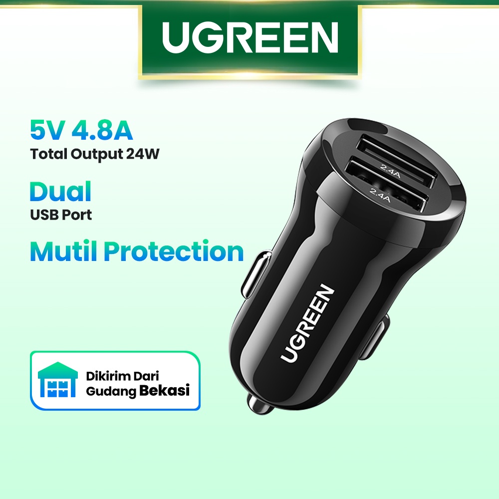 【Stok Produk di Indonesia】Ugreen Charger Dual Port Usb Mini Untuk Mobil