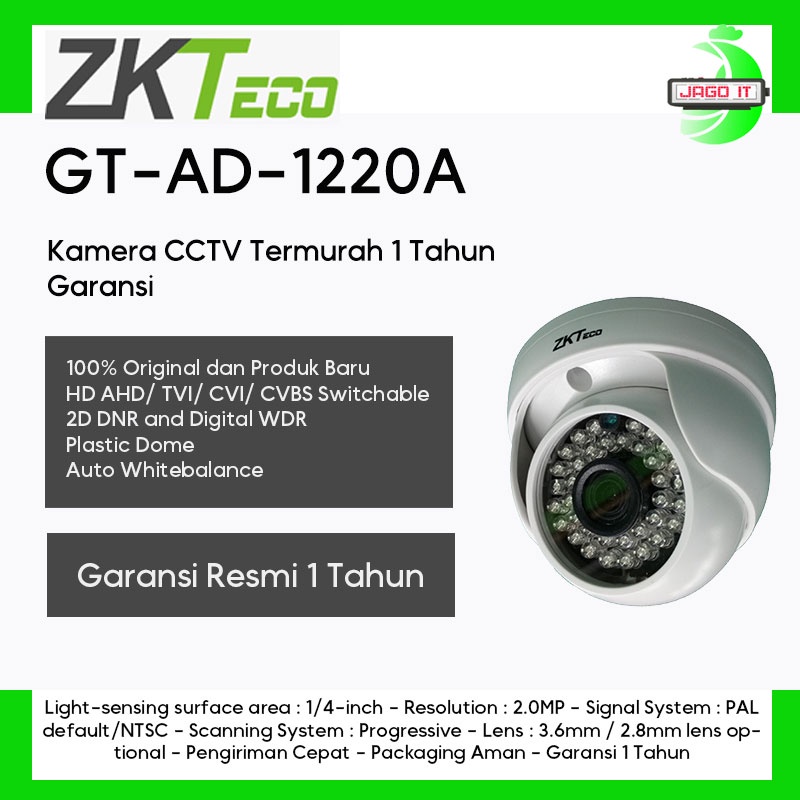 Kamera CCTV Termurah Garansi 1 Tahun Zkteco GT-AD-1220A 2MP