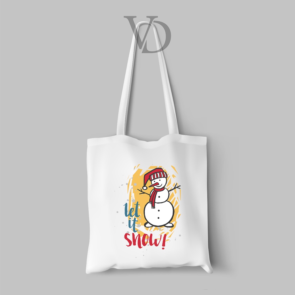 tote bag kanvas natal edisi 2022 / tas belanja gambar christmas versi 2 / totebag cute