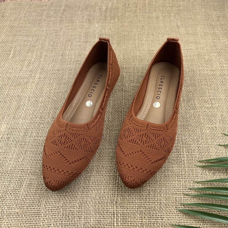 MARASYAFFA - SEPATU FLAT WANITA RAJUT IMPORT BK01