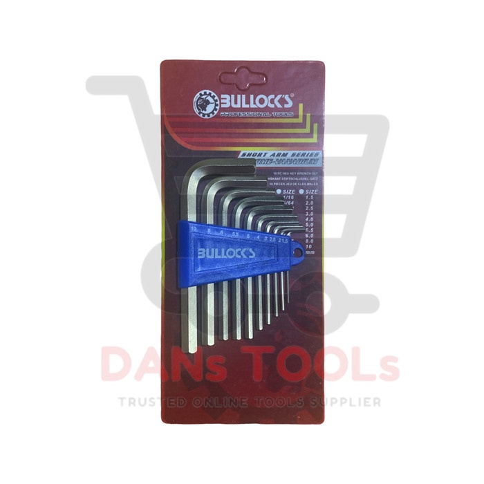 Kunci L Pendek BULLOCKS Set 10 pcs - Short Hex Key Wrenchs