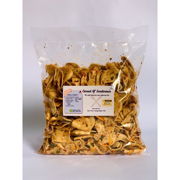 

KRIPIK BASRENG Pedas Kriukkk + X-tra daun jeruk!! 250g