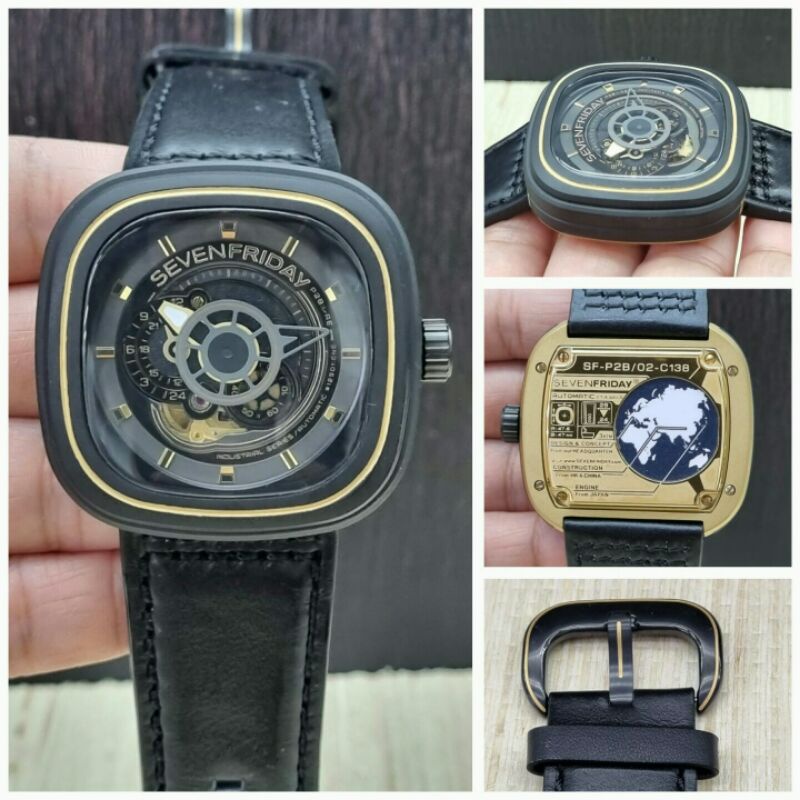 Jam Tangan Sevenfriday SF P2B/02 Mesin Automatic Strap Kulit Kualitas Ori