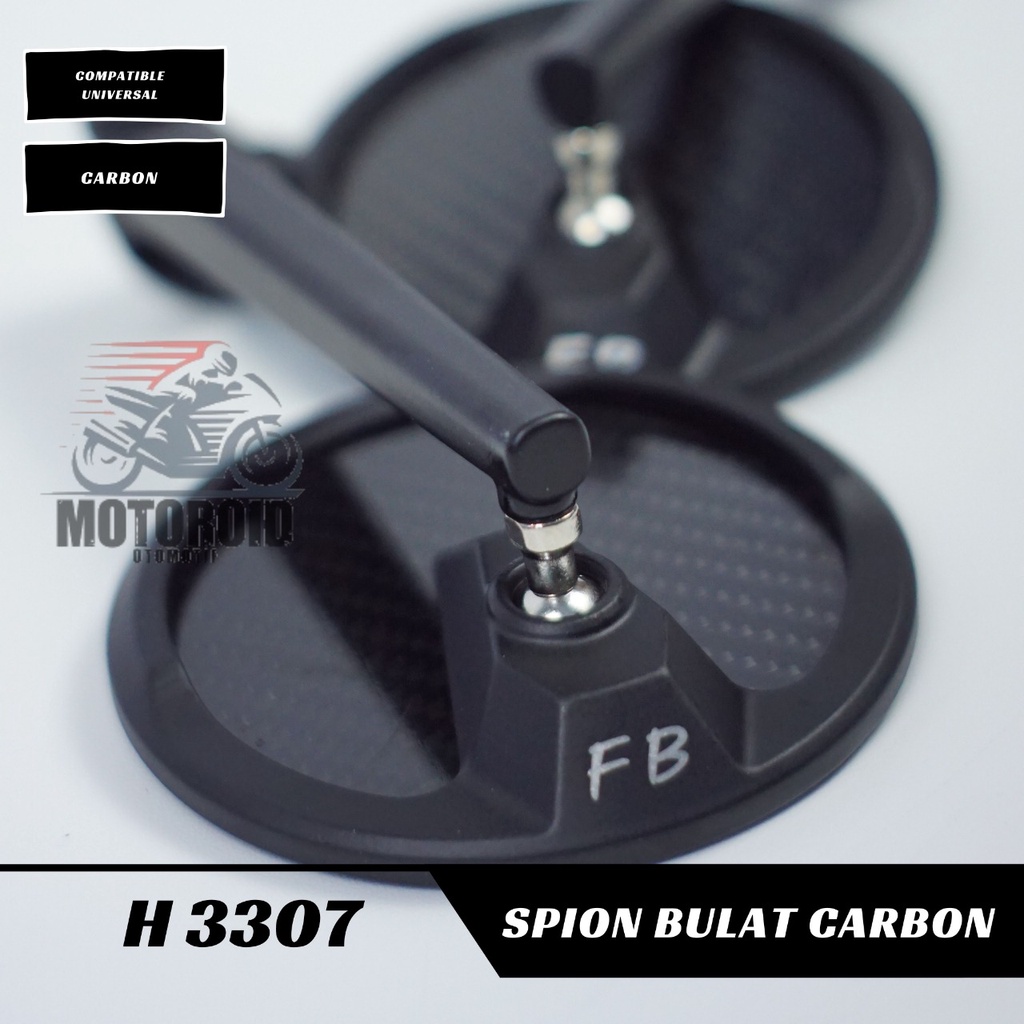 KACA SPION MOTOR MODEL BULAT CARBON FULL CNC ALUMINIUM REAR MIRROR ROUND MODEL SEPION BULAT CARBON UNIVERSAL