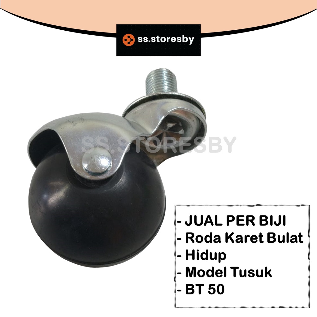 Jual Bt 50 Roda Karet Bulat 2 Model Tusuk As Baut Roda Caster Bola Bundar Kursi Sofa Spring Bed 1497