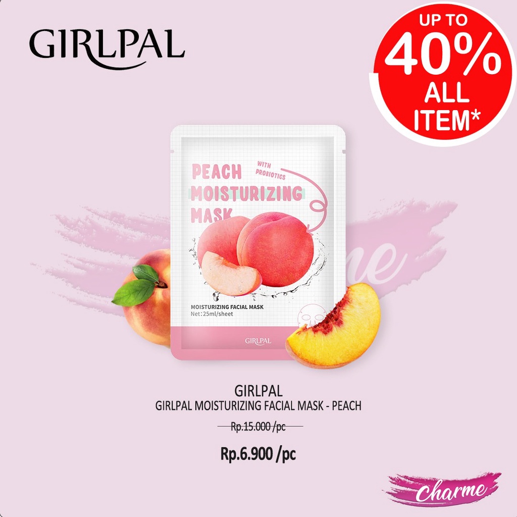 (READY) GIRLPAL Brightening Moisturizer Facial Mask - Peach