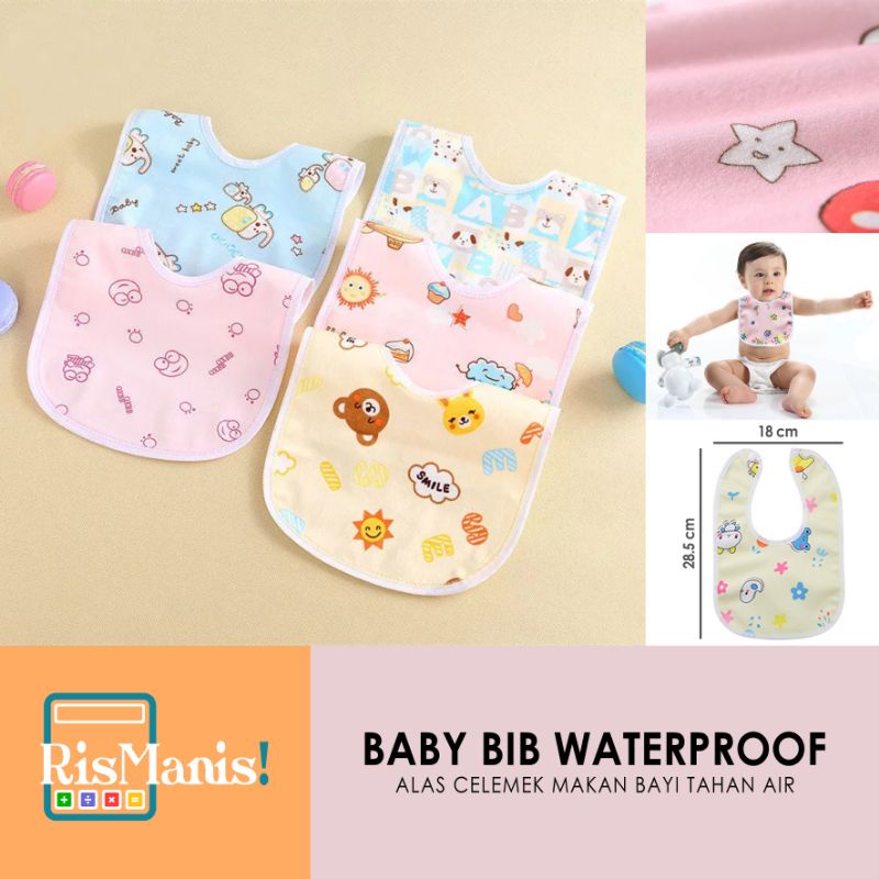 BABY BIB WATERPROOF - Celemek Alas Makan Bayi Tahan Air Slaber Anak Tatakan Dada Scarf Buah Hati Bandana Import Karakter Kartun Lucu Bahan Polyester Anti Basah